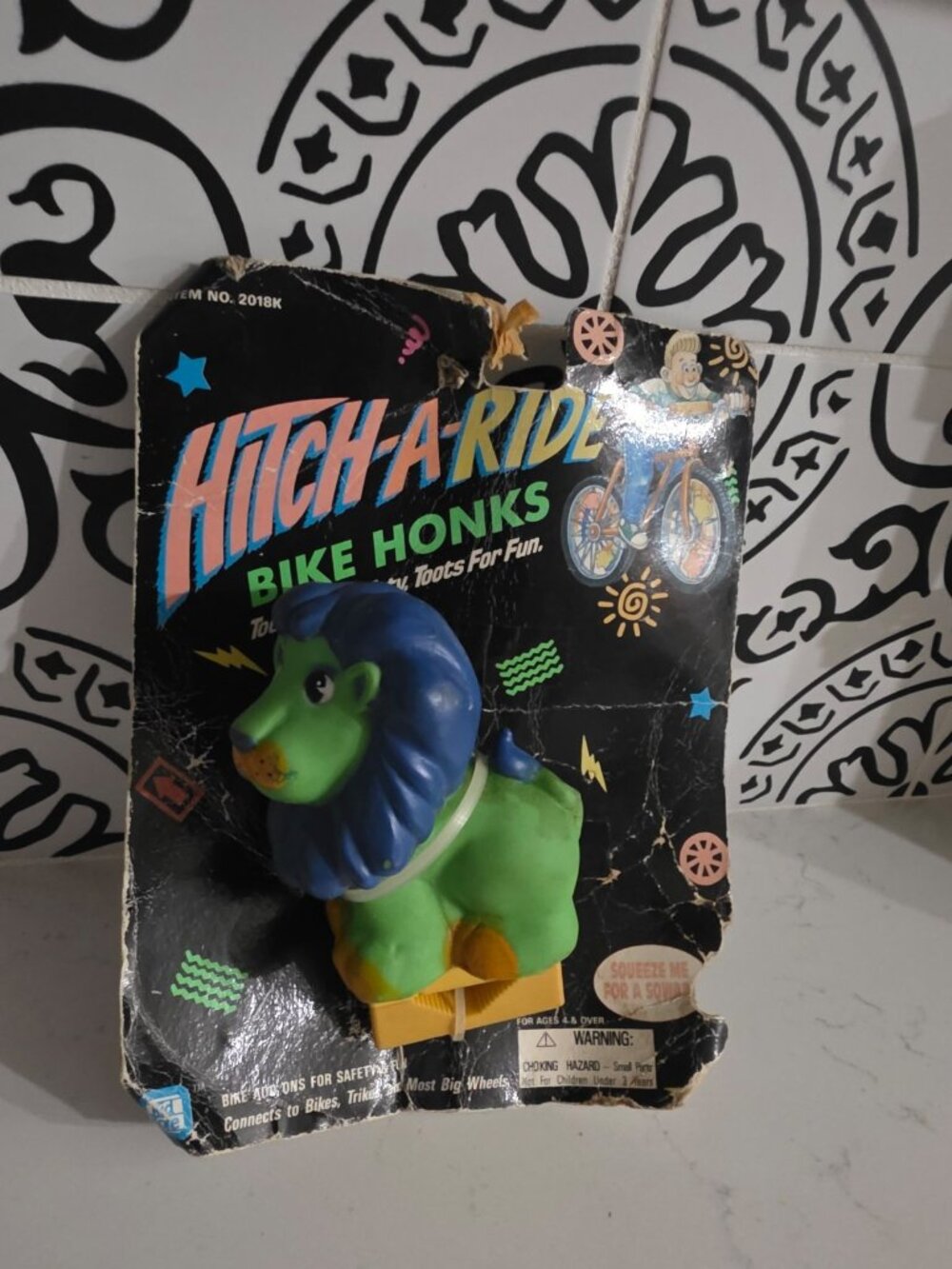 Vintage HITCH-A-RIDE BIKE HORN 1993 Kid Kore NEW ON CARD Lion